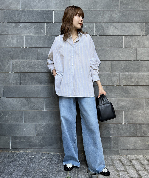 journal standard L'essage（ジャーナルスタンダードレサージュ）の「《追加》FABRICA ワイドシャツ（シャツ/ブラウス・レディース・ホワイト/サックスブルー・FREE）」の6枚目の写真