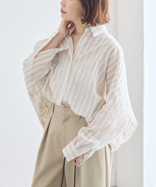 journal standard L'essage（ジャーナルスタンダードレサージュ）の「《追加》FABRICA ワイドシャツ（シャツ/ブラウス・レディース・ホワイト/サックスブルー・FREE）」の7枚目の写真