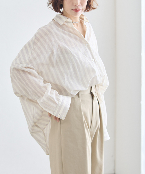 journal standard L'essage（ジャーナルスタンダードレサージュ）の「《追加》FABRICA ワイドシャツ（シャツ/ブラウス・レディース・ホワイト/サックスブルー・FREE）」の8枚目の写真