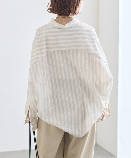 journal standard L'essage（ジャーナルスタンダードレサージュ）の「《追加》FABRICA ワイドシャツ（シャツ/ブラウス・レディース・ホワイト/サックスブルー・FREE）」の9枚目の写真