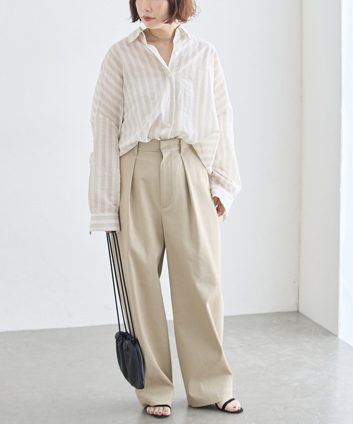journal standard L'essage（ジャーナルスタンダードレサージュ）の「《追加》FABRICA ワイドシャツ（シャツ/ブラウス・レディース・ホワイト/サックスブルー・FREE）」の10枚目の写真