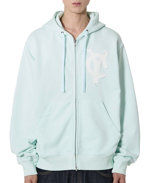 Openyard（オープンヤード）の「『Openyard/オープンヤード』LOGO PATCH HOODIE ZIP UP/ロゴパッチジップアップパーカー（パーカー・レディース・ホワイト/ライトブルー・L/M）」の16枚目の写真