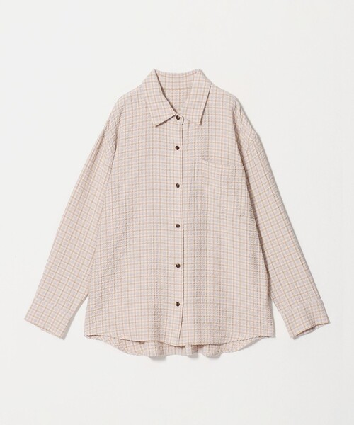 BEAUTY&YOUTH UNITED ARROWS(ビューティーアンドユースユナイテッドアローズ)の「レーヨンブレンド チェック オーバーサイズシャツ(シャツ/ブラウス・レディース・ライトピンク/ブラック/クリーム・FREE)」の1枚目の写真