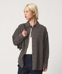 レーヨンブレンド チェック オーバーサイズシャツ