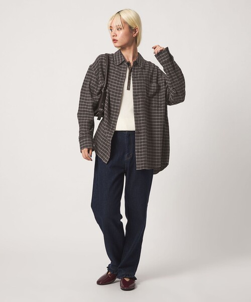 BEAUTY&YOUTH UNITED ARROWS(ビューティーアンドユースユナイテッドアローズ)の「レーヨンブレンド チェック オーバーサイズシャツ(シャツ/ブラウス・レディース・ライトピンク/ブラック/クリーム・FREE)」の6枚目の写真