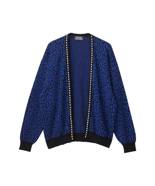 HYSTERIC GLAMOUR（ヒステリックグラマー）の「LEOPARD柄ジャカード スタッズカーディガン（カーディガン/ボレロ・メンズ・ブルー系その他/ブラック系その他・LARGE/MEDIUM/SMALL/X-LARGE）」の2枚目の写真