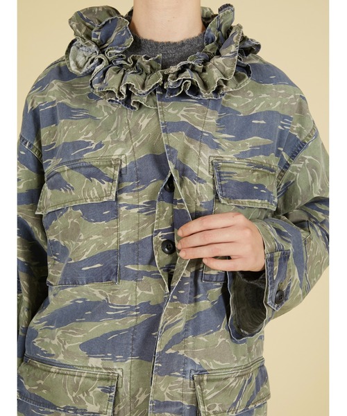 crinkle crinkle crinkle(クリンクルクリンクルクリンクル)の「【 crinkle crinkle crinkle 】 frill collar camo jacket / フリルカラーミリタリージャケット(ミリタリージャケット・レディース・ネイビー・X-LARGE)」の6枚目の写真