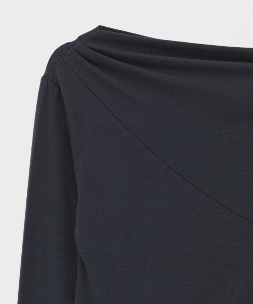 BLACKUP（ブラックアップ）の「[MADE] ストラップアンバランスワンショルダー長袖Tシャツ（Tシャツ/カットソー・レディース・ライトグレー/チャコール・FREE）」の16枚目の写真