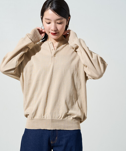 FREAK'S STORE（フリークスストア）の「限定展開 ハイゲージ ヘンリーネック ニット（Tシャツ/カットソー・メンズ・ブラウン/チャコールグレー/ベージュ/ブラック・SMALL/MEDIUM/LARGE）」の22枚目の写真