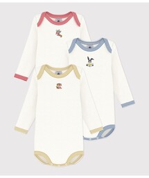 PETIT BATEAU | プリント長袖USボディ３枚組(ロンパース)