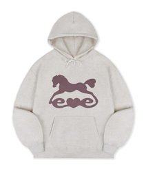 Pinky Heart Tail Horse グラフィックフードTシャツ AHP1312(オートミール)