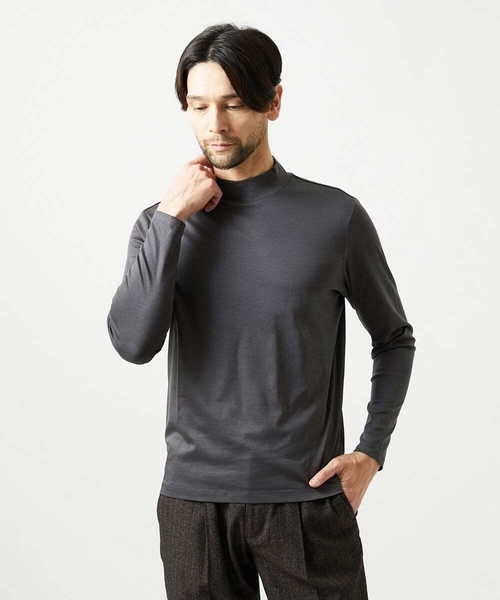MICHEL KLEIN HOMME   （ミッシェルクランオム）の「モックネック長袖カットソー（Tシャツ/カットソー・メンズ・ホワイト/ブラック/ダークグレー・MEDIUM/LARGE/X-LARGE）」の3枚目の写真