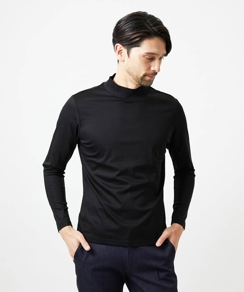 MICHEL KLEIN HOMME   （ミッシェルクランオム）の「モックネック長袖カットソー（Tシャツ/カットソー・メンズ・ホワイト/ブラック/ダークグレー・MEDIUM/LARGE/X-LARGE）」の2枚目の写真