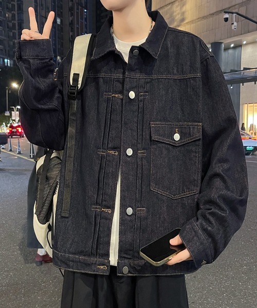 MGV（エムジーヴィー）の「ルーズデニムトラッカージャケット（デニムジャケット・メンズ・ブラック/インディゴブルー・MEDIUM/LARGE/X-LARGE）」の14枚目の写真