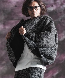 mj11988-Dual-Leopard Shaggy Bomber Jacket ボンバージャケット(212-046-gla-cg)