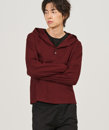 EXCONTAINER（エックスコンテナ）の「ヘンリーネックフードロングスリーブ（BURGUNDY）（パーカー）」