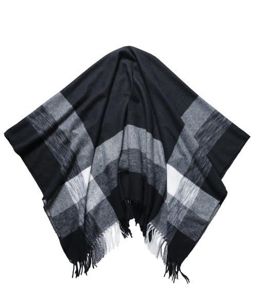 Ruze(ルゼ)の「Monochrome check poncho/モノクロームニットポンチョ(ポンチョ・レディース・ブラック・FREE)」の15枚目の写真