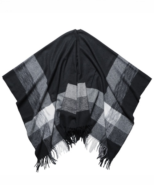 Ruze(ルゼ)の「Monochrome check poncho/モノクロームニットポンチョ(ポンチョ・レディース・ブラック・FREE)」の14枚目の写真