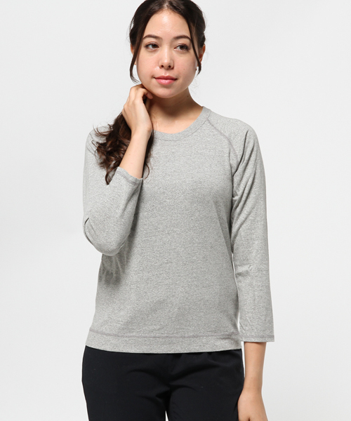 Good On（グッドオン）の「good on/グッドオン　ロングスリーブ　ラグラン　TEE（Tシャツ/カットソー・レディース・ライトブルー/ネイビー/ラベンダー/ナチュラル/ホワイト/杢グレー・FREE）」の3枚目の写真