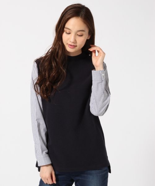 GLOBAL WORK(グローバルワーク)の「シャツスリーブプルオーバー長袖/725143(Tシャツ/カットソー・レディース・グレー/その他/ネイビー/ブラウン・MEDIUM/SMALL/LARGE)」の3枚目の写真
