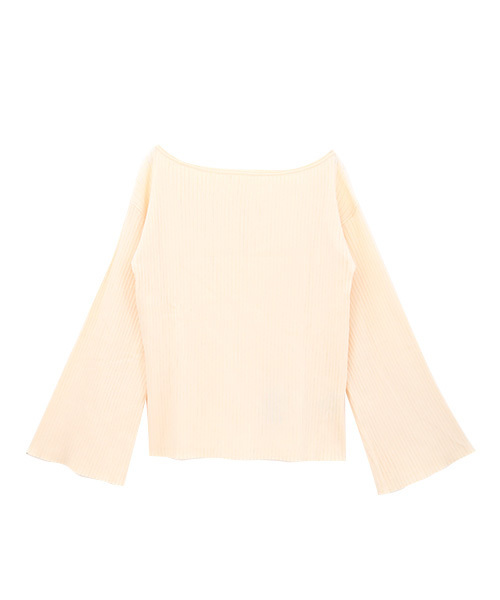 Luz Llena (philter)（ラズレナ　フィルター）の「リブ編みボートネックニットトップス（ニット/セーター・レディース・ネイビー/アイボリー/グレー・MEDIUM）」の2枚目の写真