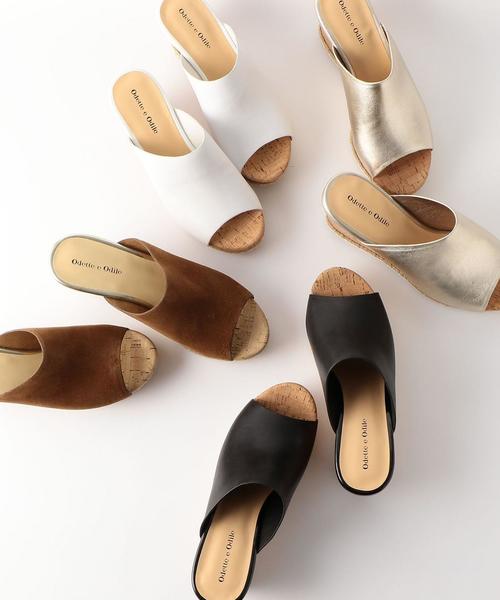 ODETTE E ODILE（オデットエオディール）の「OFC ディープラインミュールウェッジ サンダル80（サンダル・レディース・ホワイト/ブラック/ブラウン/シルバー/ゴールド/グレー・37/35/36）」の7枚目の写真