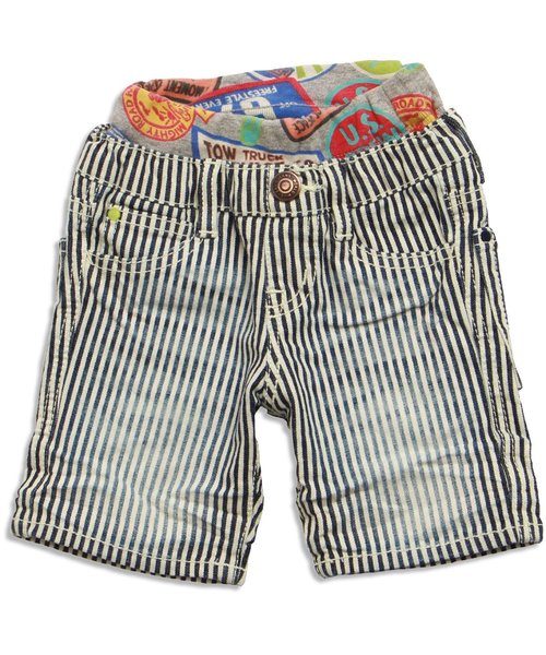 BREEZE（ブリーズ）の「しわ加工ハーフパンツ 5分丈（デニムパンツ・キッズ・ブルー/ストライプ/サックスブルー・95/140/80/110/130/90/100/120）」の13枚目の写真