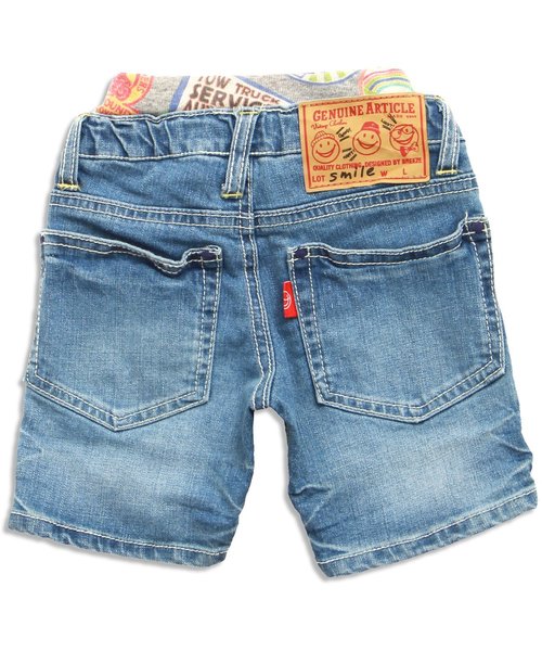 BREEZE（ブリーズ）の「しわ加工ハーフパンツ 5分丈（デニムパンツ・キッズ・ブルー/ストライプ/サックスブルー・95/140/80/110/130/90/100/120）」の8枚目の写真