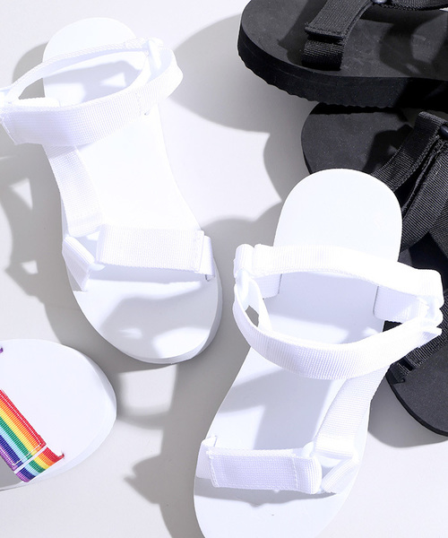 WEGO（ウィゴー）の「WEGO/フラットテープサンダル（サンダル・メンズ・その他1/ホワイト/ブラック・LARGE/X-LARGE）」の2枚目の写真