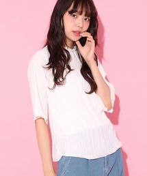 Heather | ハイネック*ランダムプリーツ5分袖(Tシャツ/カットソー)