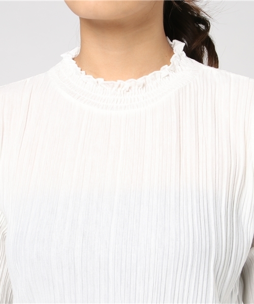 Heather(ヘザー)の「ハイネックランダムプリーツ5分袖(Tシャツ/カットソー・レディース・アイボリー/ブラック/ピンク系その他・FREE)」の7枚目の写真