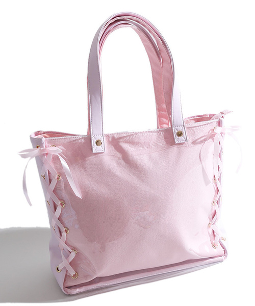 WEGO（ウィゴー）の「WEGO/レイヤードリボンデコトートバッグ(L