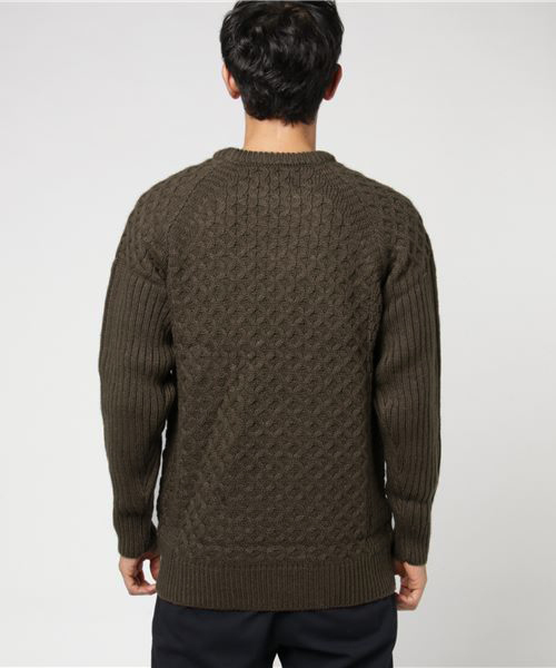 CUSTOM CULTURE(カスタムカルチャー)の「【CUSTOM CULTURE】 5GG バスケット編みクルーネックニット(ニット/セーター・メンズ・トップグレー/カーキ/ネイビー・3/2)」の8枚目の写真