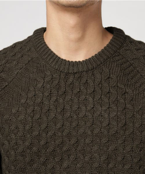 CUSTOM CULTURE(カスタムカルチャー)の「【CUSTOM CULTURE】 5GG バスケット編みクルーネックニット(ニット/セーター・メンズ・トップグレー/カーキ/ネイビー・3/2)」の4枚目の写真