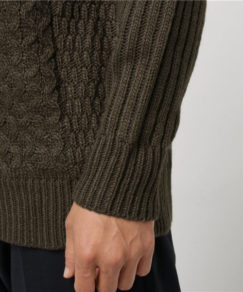 CUSTOM CULTURE(カスタムカルチャー)の「【CUSTOM CULTURE】 5GG バスケット編みクルーネックニット(ニット/セーター・メンズ・トップグレー/カーキ/ネイビー・3/2)」の7枚目の写真