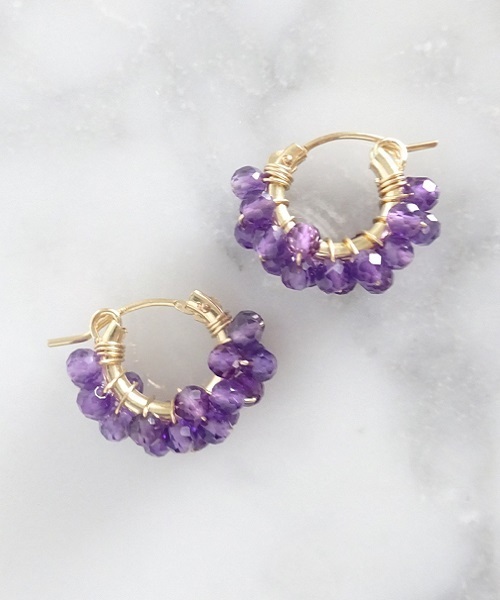 【marinaJEWELRY】14kgf/Amethyst pave pierced earring（ピアス（両耳用））｜TONE SELECT GOODS（トーンセレクトグッズ）