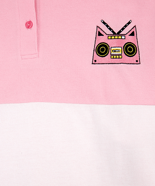 PUNYUS（プニュズ）の「ワンポイントビッグポロシャツ（ポロシャツ・レディース・ブラック/ピンク・4/3）」の6枚目の写真