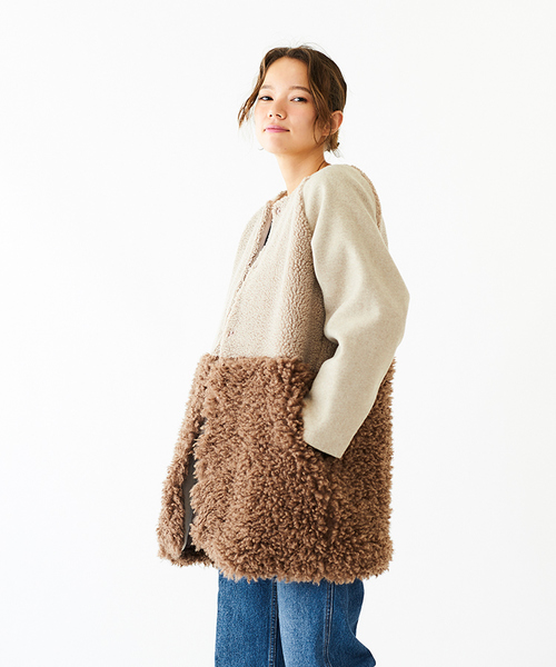 flower(フラワー)の「マイファーコート(ムートンコート・レディース・ホワイト/ブラウン・FREE)」の3枚目の写真