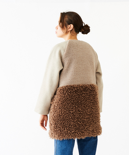 flower(フラワー)の「マイファーコート(ムートンコート・レディース・ホワイト/ブラウン・FREE)」の4枚目の写真