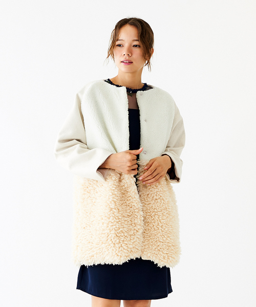 flower(フラワー)の「マイファーコート(ムートンコート・レディース・ホワイト/ブラウン・FREE)」の8枚目の写真