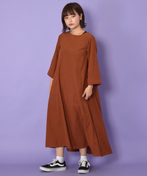 w closet(ダブルクローゼット)の「バックロングAラインワンピース_(ワンピース・レディース・オレンジ/パープル/ブラウン・FREE)」の4枚目の写真