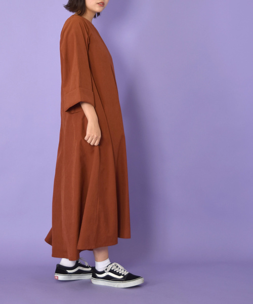 w closet(ダブルクローゼット)の「バックロングAラインワンピース_(ワンピース・レディース・オレンジ/パープル/ブラウン・FREE)」の5枚目の写真
