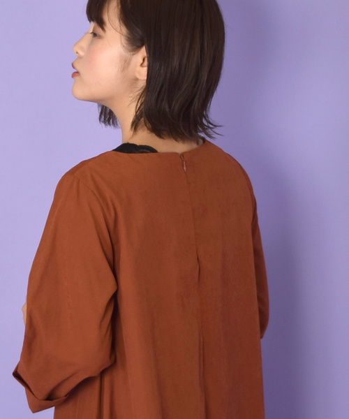 w closet(ダブルクローゼット)の「バックロングAラインワンピース_(ワンピース・レディース・オレンジ/パープル/ブラウン・FREE)」の10枚目の写真