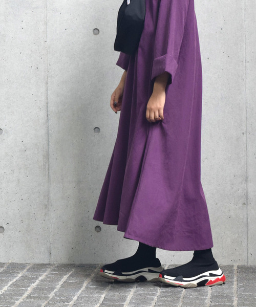 w closet(ダブルクローゼット)の「バックロングAラインワンピース_(ワンピース・レディース・オレンジ/パープル/ブラウン・FREE)」の12枚目の写真