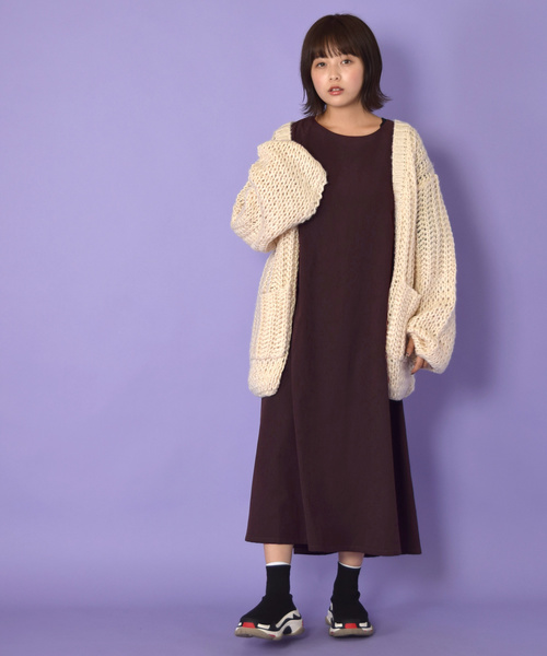 w closet(ダブルクローゼット)の「バックロングAラインワンピース_(ワンピース・レディース・オレンジ/パープル/ブラウン・FREE)」の18枚目の写真