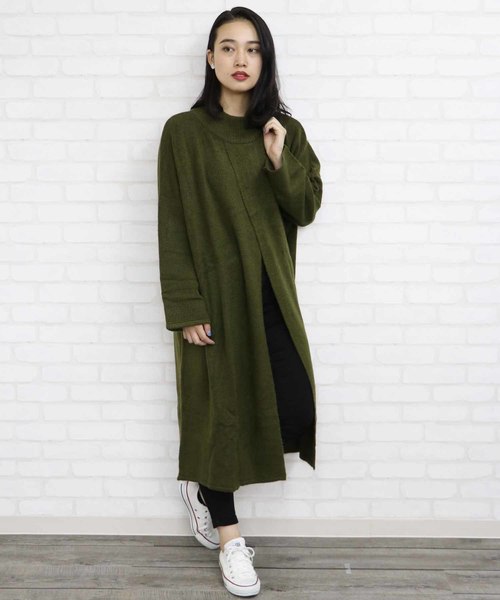 HER CLOSET（ハークローゼット）の「【HERCLOSET】ヤクライクフロントスリットロングニット（ワンピース・レディース・チャコールグレー/ブラック/ネイビー/ブラウン/カーキ/アイボリー/杢グレー/ベージュ系その他/ワイン・M）」の7枚目の写真