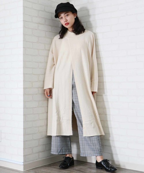 HER CLOSET（ハークローゼット）の「【HERCLOSET】ヤクライクフロントスリットロングニット（ワンピース・レディース・チャコールグレー/ブラック/ネイビー/ブラウン/カーキ/アイボリー/杢グレー/ベージュ系その他/ワイン・M）」の2枚目の写真