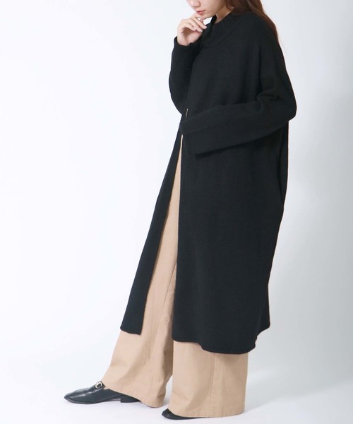 HER CLOSET（ハークローゼット）の「【HERCLOSET】ヤクライクフロントスリットロングニット（ワンピース・レディース・チャコールグレー/ブラック/ネイビー/ブラウン/カーキ/アイボリー/杢グレー/ベージュ系その他/ワイン・M）」の3枚目の写真