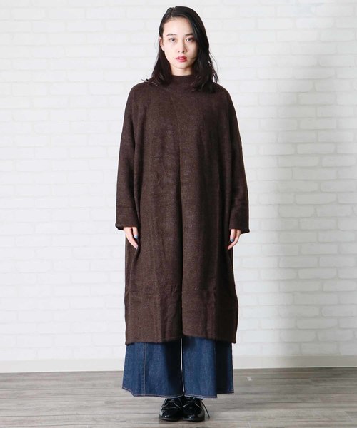 HER CLOSET（ハークローゼット）の「【HERCLOSET】ヤクライクフロントスリットロングニット（ワンピース・レディース・チャコールグレー/ブラック/ネイビー/ブラウン/カーキ/アイボリー/杢グレー/ベージュ系その他/ワイン・M）」の10枚目の写真