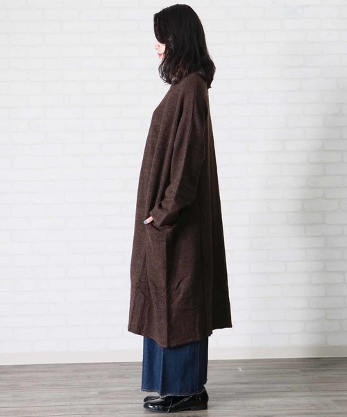 HER CLOSET（ハークローゼット）の「【HERCLOSET】ヤクライクフロントスリットロングニット（ワンピース・レディース・チャコールグレー/ブラック/ネイビー/ブラウン/カーキ/アイボリー/杢グレー/ベージュ系その他/ワイン・M）」の11枚目の写真